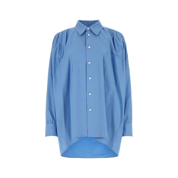 Bottega Veneta Women Light Blue Cotton Blend Oversize Shirt